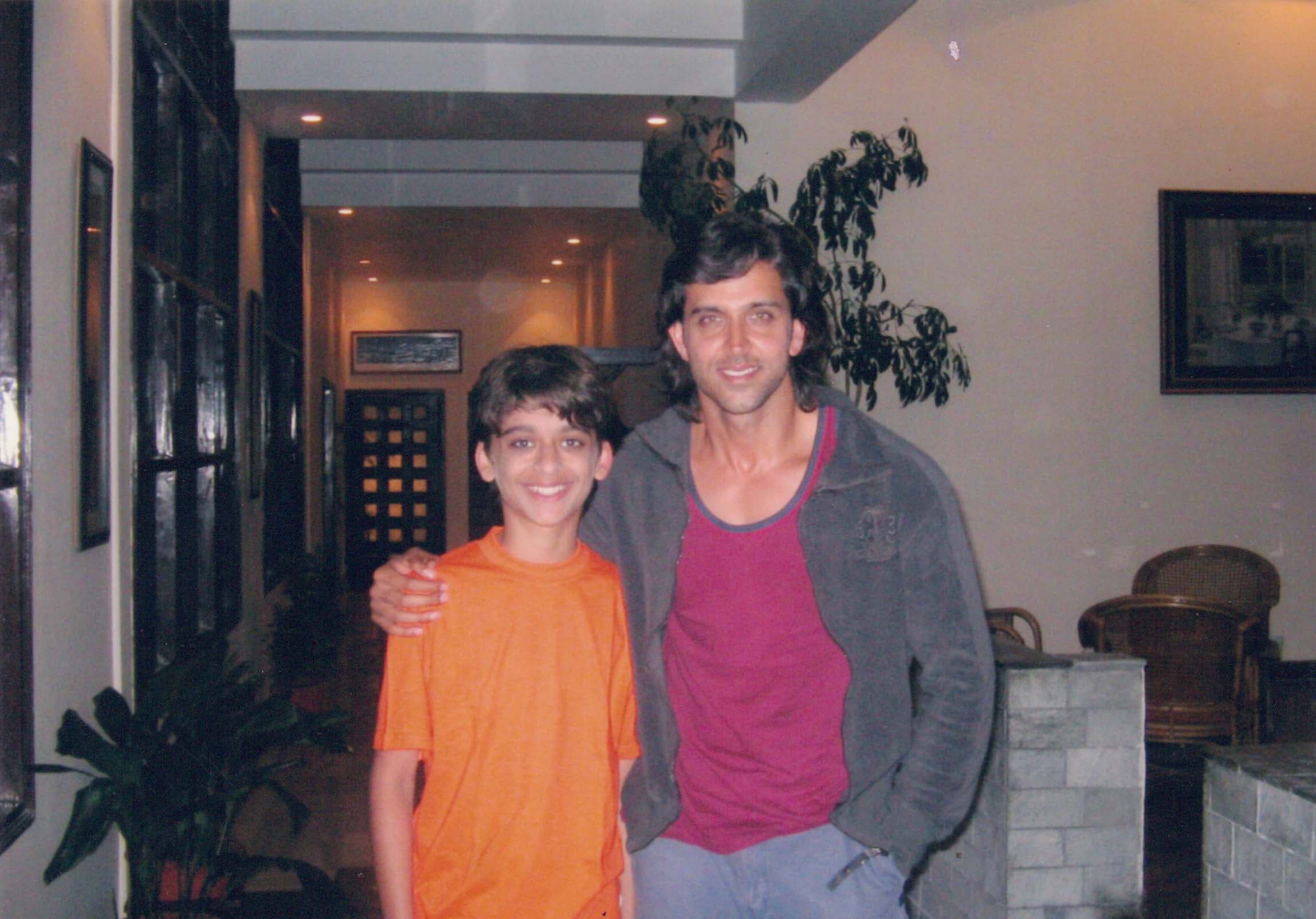 Dr Mickey with Hrithik Roshan on the Krrish set